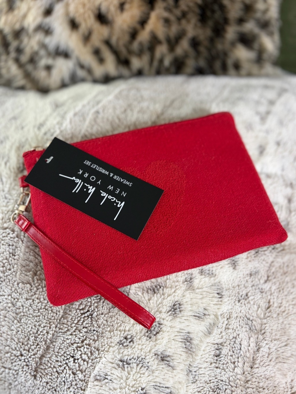 Nicole Miller Red Heart Sweater Wristlet #1381